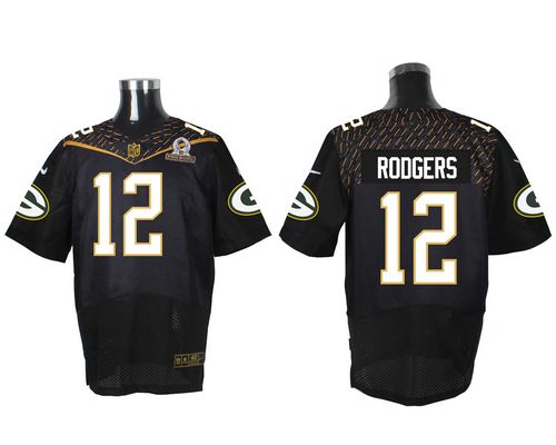  Packers #12 Aaron Rodgers Black 2016 Pro Bowl Men's Stitched NFL Elite Jersey
