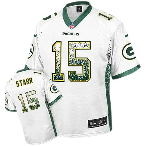  Packers #15 Bart Starr White Men's Stitched NFL Elite Drift Fashion Jersey