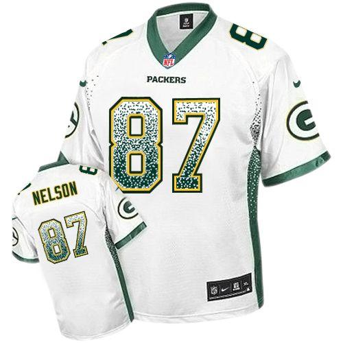  Packers #87 Jordy Nelson White Men's Stitched NFL Elite Drift Fashion Jersey
