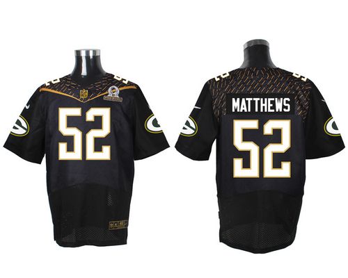  Packers #52 Clay Matthews Black 2016 Pro Bowl Men's Stitched NFL Elite Jersey