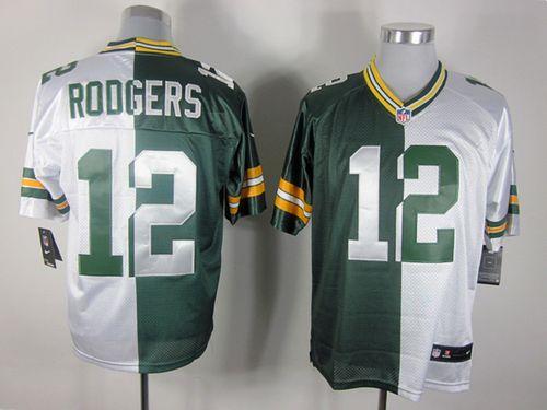  Packers #12 Aaron Rodgers Green/White Men's Stitched NFL Elite Split Jersey