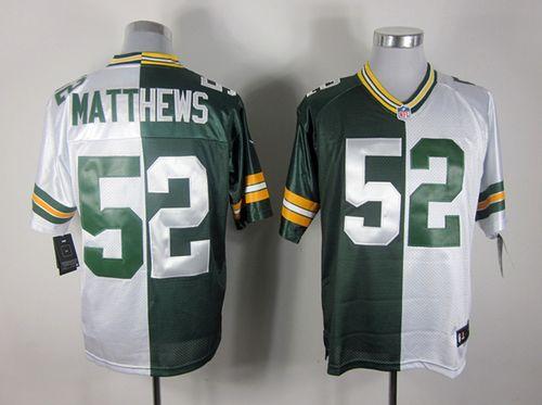  Packers #52 Clay Matthews Green/White Men's Stitched NFL Elite Split Jersey