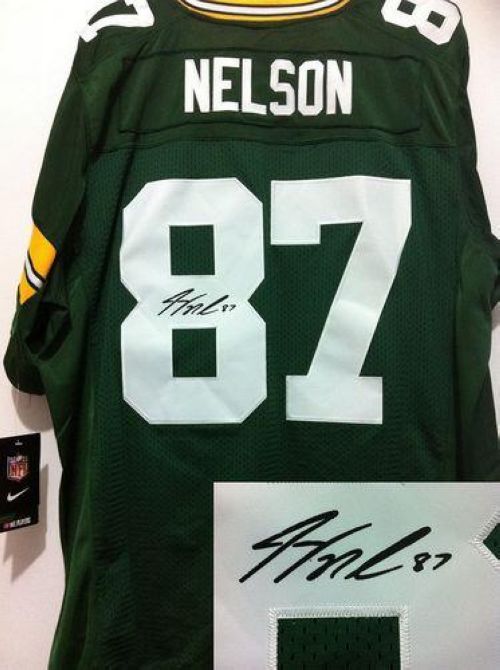  Packers #87 Jordy Nelson Green Team Color Men's Stitched NFL Elite Autographed Jersey