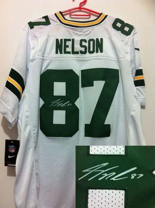  Packers #87 Jordy Nelson White Men's Stitched NFL Elite Autographed Jersey