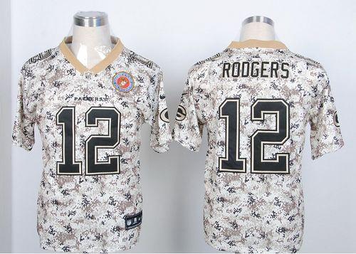  Packers #12 Aaron Rodgers Camo USMC Men's Stitched NFL Elite Jersey