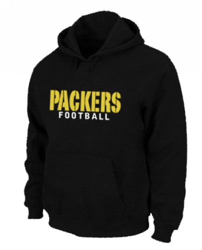 Green Bay Packers Font Pullover Hoodie Black