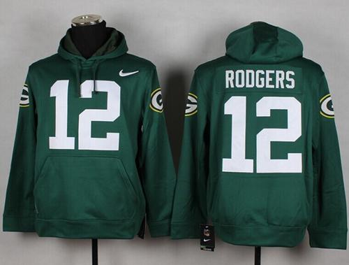 Green Bay Packers #12 Aaron Rodgers Green Pullover NFL Hoodie