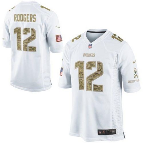  Packers #12 Aaron Rodgers White Men's Stitched NFL Limited Salute to Service Jersey