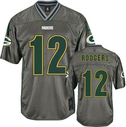  Packers #12 Aaron Rodgers Grey Men's Stitched NFL Elite Vapor Jersey