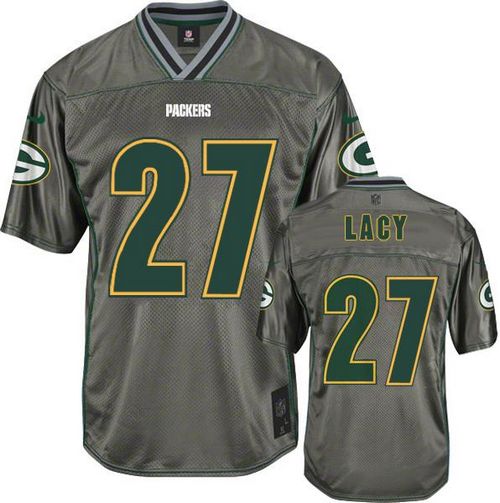  Packers #27 Eddie Lacy Grey Men's Stitched NFL Elite Vapor Jersey