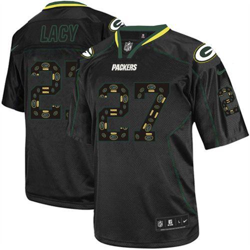  Packers #27 Eddie Lacy New Lights Out Black Men's Stitched NFL Elite Jersey