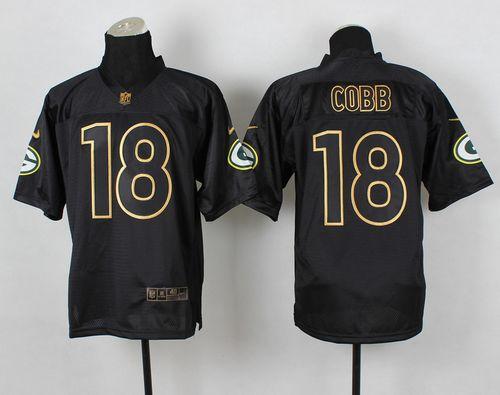  Packers #18 Randall Cobb Black Gold No. Fashion Men's Stitched NFL Elite Jersey
