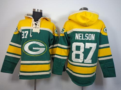  Packers #87 Jordy Nelson Green Sawyer Hooded Sweatshirt NFL Hoodie