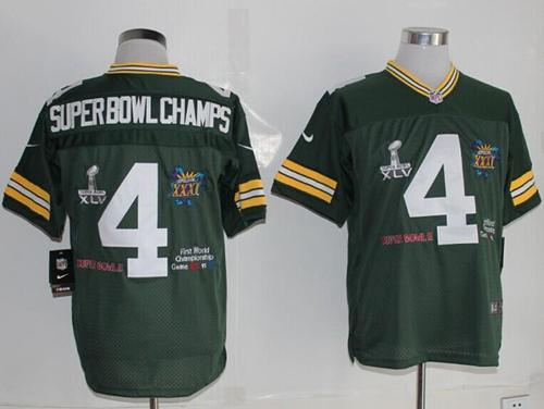  Packers #4 Superbowlchamps Green Team Color Men's Stitched NFL Limited Jersey