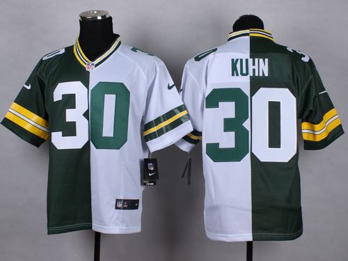  Packers #30 John Kuhn Green/White Men's Stitched NFL Elite Split Jersey