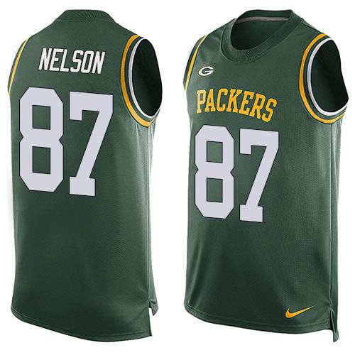  Packers #87 Jordy Nelson Green Team Color Men's Stitched NFL Limited Tank Top Jersey