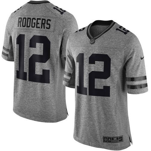  Packers #12 Aaron Rodgers Gray Men's Stitched NFL Limited Gridiron Gray Jersey