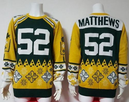  Packers #52 Clay Matthews Green/Yellow Men's Ugly Sweater