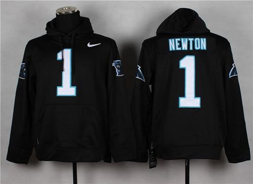 Carolina Panthers #1 Cam Newton Pullover NFL Hoodie Black