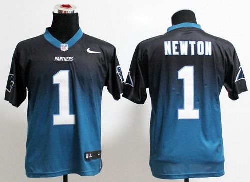  Panthers #1 Cam Newton Black/Blue Men's Stitched NFL Elite Fadeaway Fashion Jersey