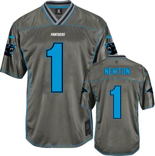  Panthers #1 Cam Newton Grey Men's Stitched NFL Elite Vapor Jersey
