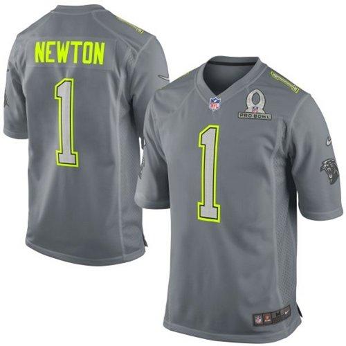  Panthers #1 Cam Newton Grey Pro Bowl Men's Stitched NFL Elite Team Sanders Jersey
