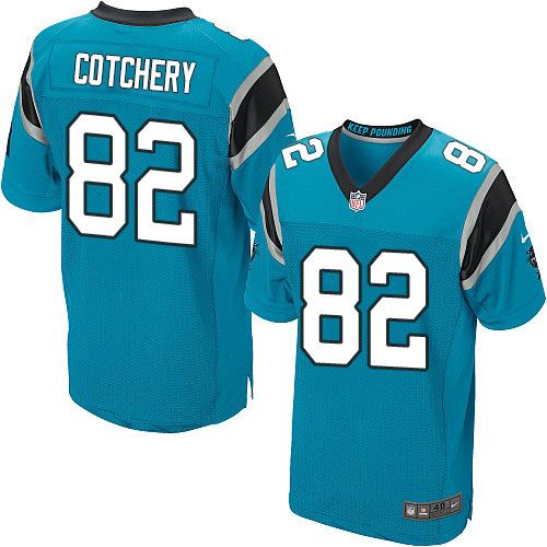  Panthers #82 Jerricho Cotchery Blue Alternate Men's Stitched NFL Elite Jersey