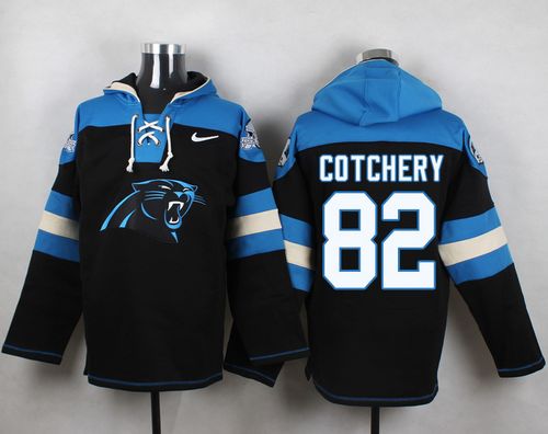  Panthers #82 Jerricho Cotchery Black Player Pullover NFL Hoodie