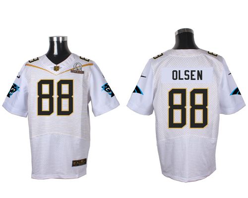  Panthers #88 Greg Olsen White 2016 Pro Bowl Men's Stitched NFL Elite Jersey