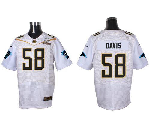  Panthers #58 Thomas Davis White 2016 Pro Bowl Men's Stitched NFL Elite Jersey