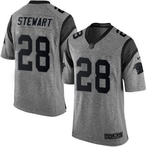  Panthers #28 Jonathan Stewart Gray Men's Stitched NFL Limited Gridiron Gray Jersey