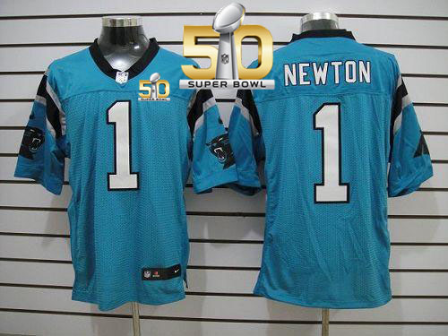  Panthers #1 Cam Newton Blue Alternate Super Bowl 50 Men's Stitched NFL Elite Jersey