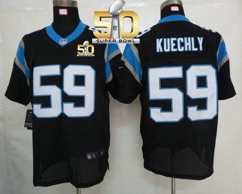  Panthers #59 Luke Kuechly Black Team Color Super Bowl 50 Men's Stitched NFL Elite Jersey