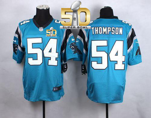  Panthers #54 Shaq Thompson Blue Alternate Super Bowl 50 Men's Stitched NFL Elite Jersey