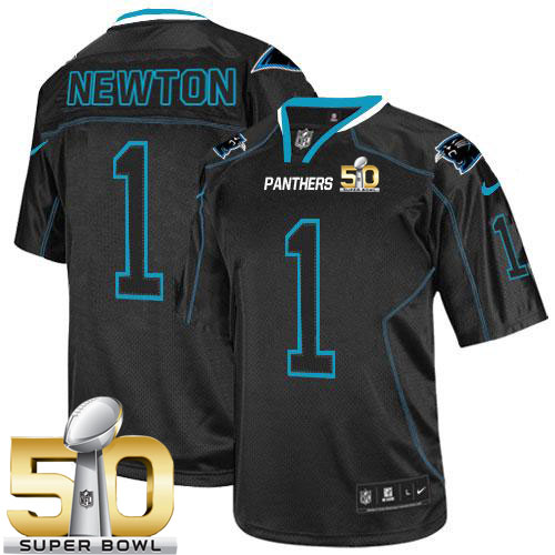 Panthers #1 Cam Newton Lights Out Black Super Bowl 50 Men's Stitched NFL Elite Jersey
