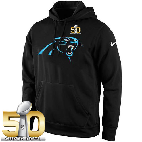 Men's Carolina Panthers  Black Super Bowl 50 KO Logo Essential Hoodie