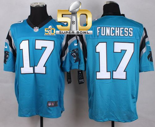  Panthers #17 Devin Funchess Blue Alternate Super Bowl 50 Men's Stitched NFL Elite Jersey