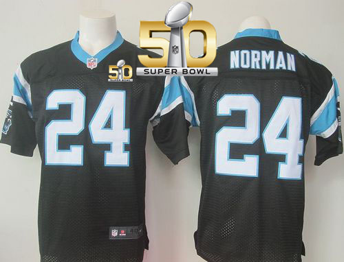  Panthers #24 Josh Norman Black Team Color Super Bowl 50 Men's Stitched NFL Elite Jersey