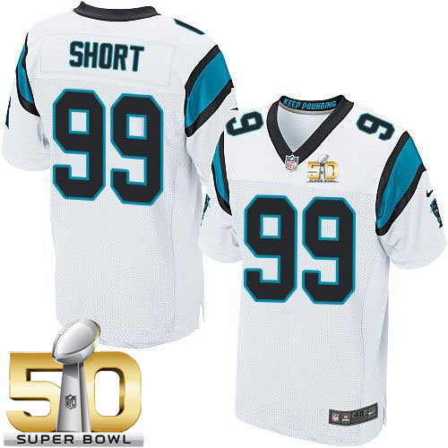  Panthers #99 Kawann Short White Super Bowl 50 Men's Stitched NFL Elite Jersey