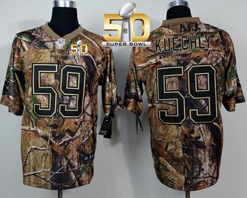  Panthers #59 Luke Kuechly Camo Realtree Super Bowl 50 Men's Stitched NFL Elite Jersey