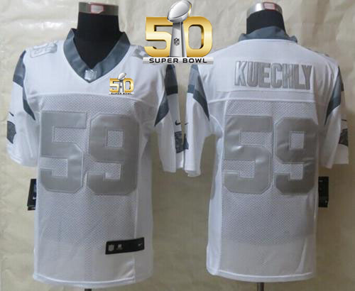 Panthers #59 Luke Kuechly White Super Bowl 50 Men's Stitched NFL Limited Platinum Jersey
