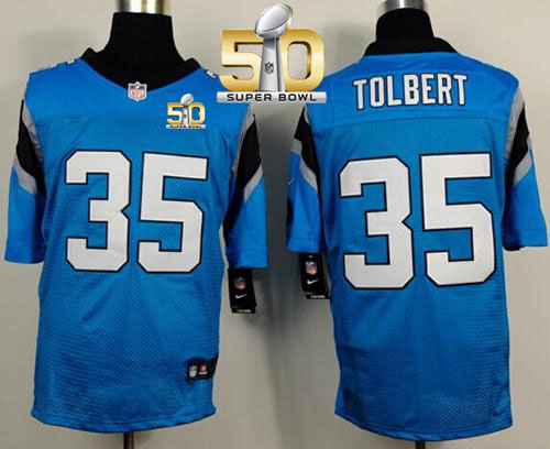  Panthers #35 Mike Tolbert Blue Alternate Super Bowl 50 Men's Stitched NFL Elite Jersey