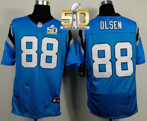  Panthers #88 Greg Olsen Blue Alternate Super Bowl 50 Men's Stitched NFL Elite Jersey