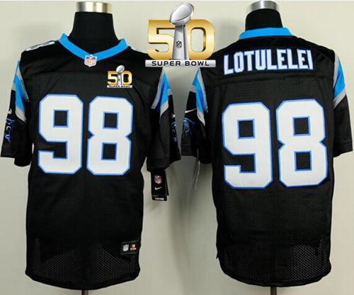  Panthers #98 Star Lotulelei Black Team Color Super Bowl 50 Men's Stitched NFL Elite Jersey