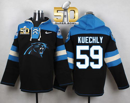  Panthers #59 Luke Kuechly Black Super Bowl 50 Player Pullover NFL Hoodie
