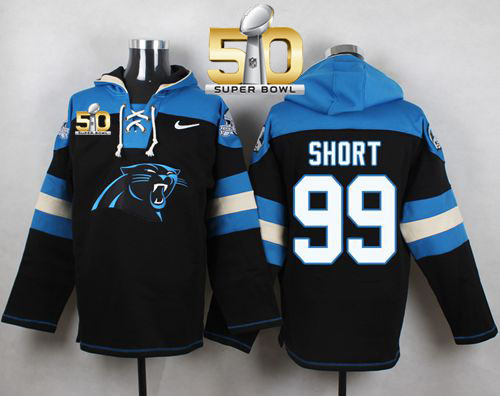  Panthers #99 Kawann Short Black Super Bowl 50 Player Pullover NFL Hoodie