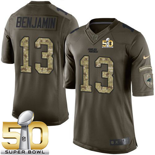  Panthers #13 Kelvin Benjamin Green Super Bowl 50 Men's Stitched NFL Limited Salute to Service Jersey