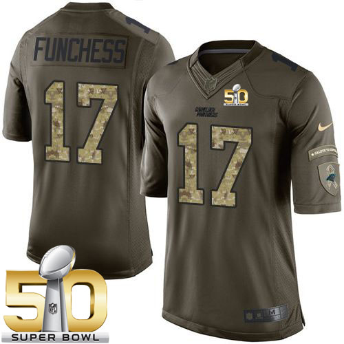  Panthers #17 Devin Funchess Green Super Bowl 50 Men's Stitched NFL Limited Salute to Service Jersey