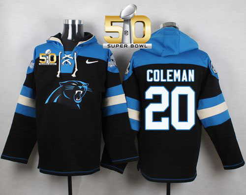  Panthers #20 Kurt Coleman Black Super Bowl 50 Player Pullover NFL Hoodie