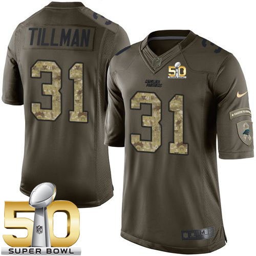  Panthers #31 Charles Tillman Green Super Bowl 50 Men's Stitched NFL Limited Salute to Service Jersey